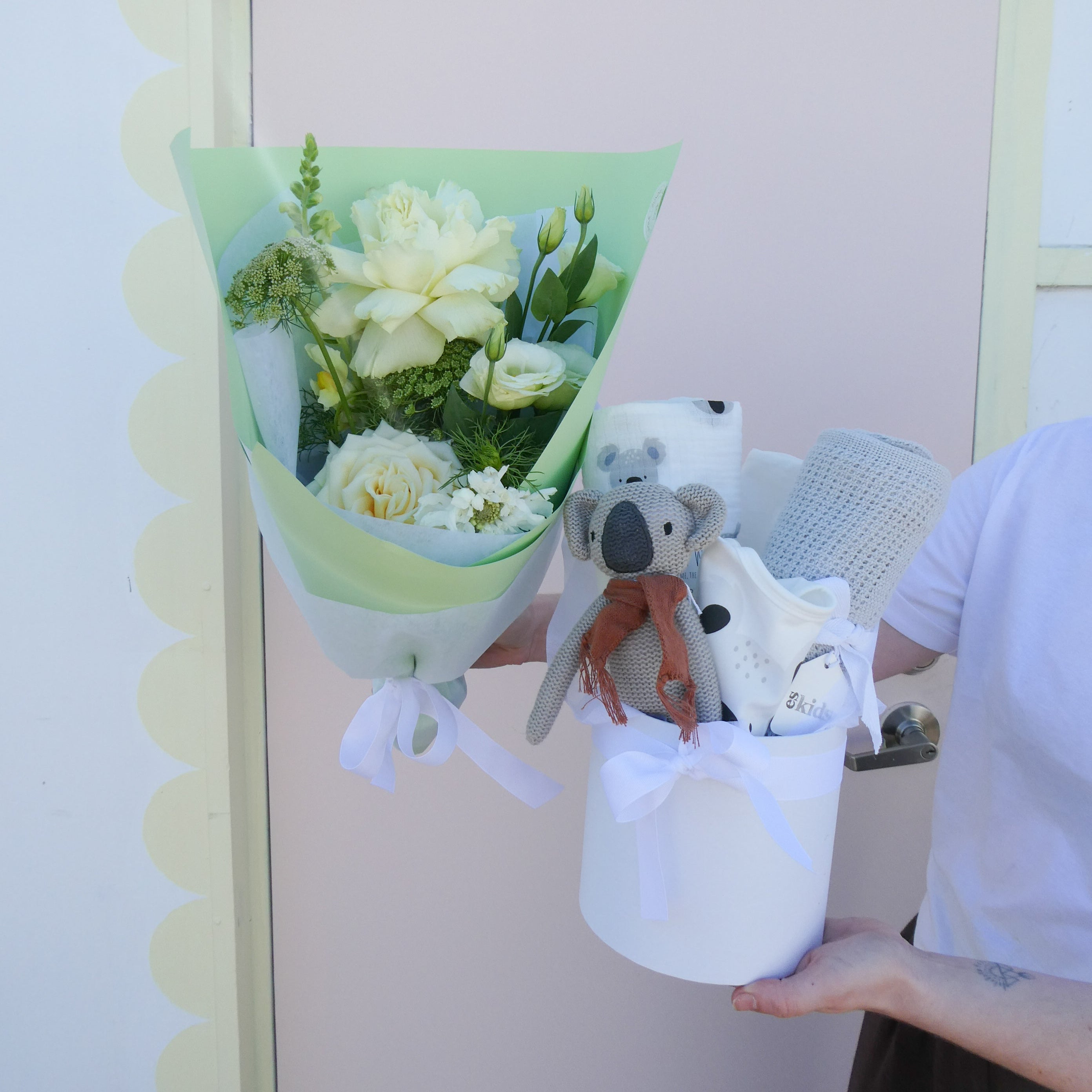 Welcome Baby Hamper & Flowers