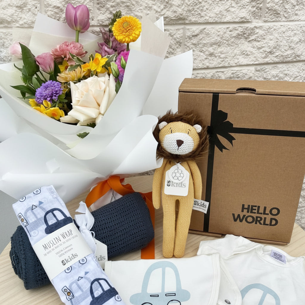 Welcome Baby Hamper + Flowers
