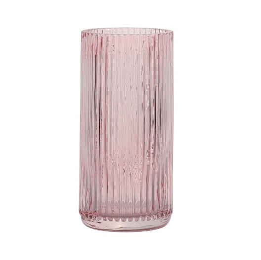 Fluted Pink Glass Vases