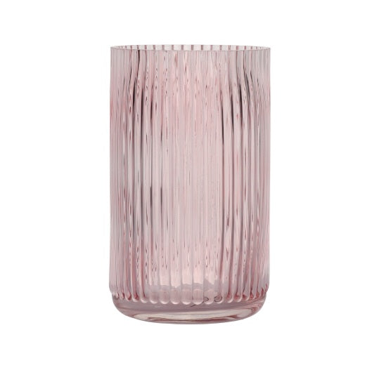 Fluted Pink Glass Vases