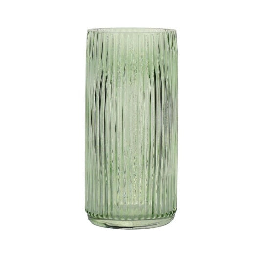 Fluted Green Glass Vases