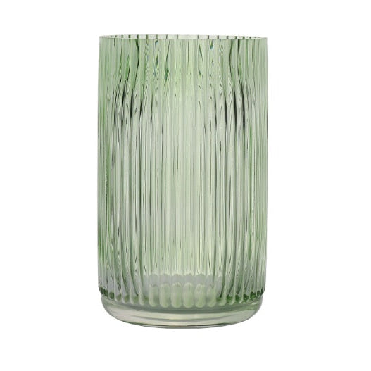 Fluted Green Glass Vases